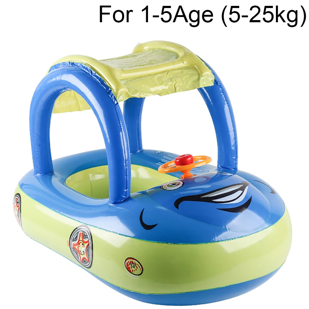 Car-Shaped Toddler Pool Float - Baby Swim Ring Toy