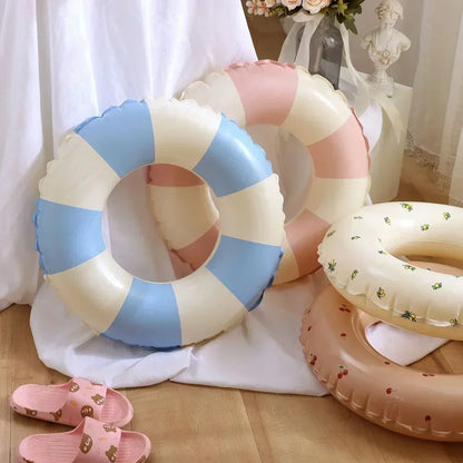 Kids Inflatable Striped Swimming Ring for Summer Fun