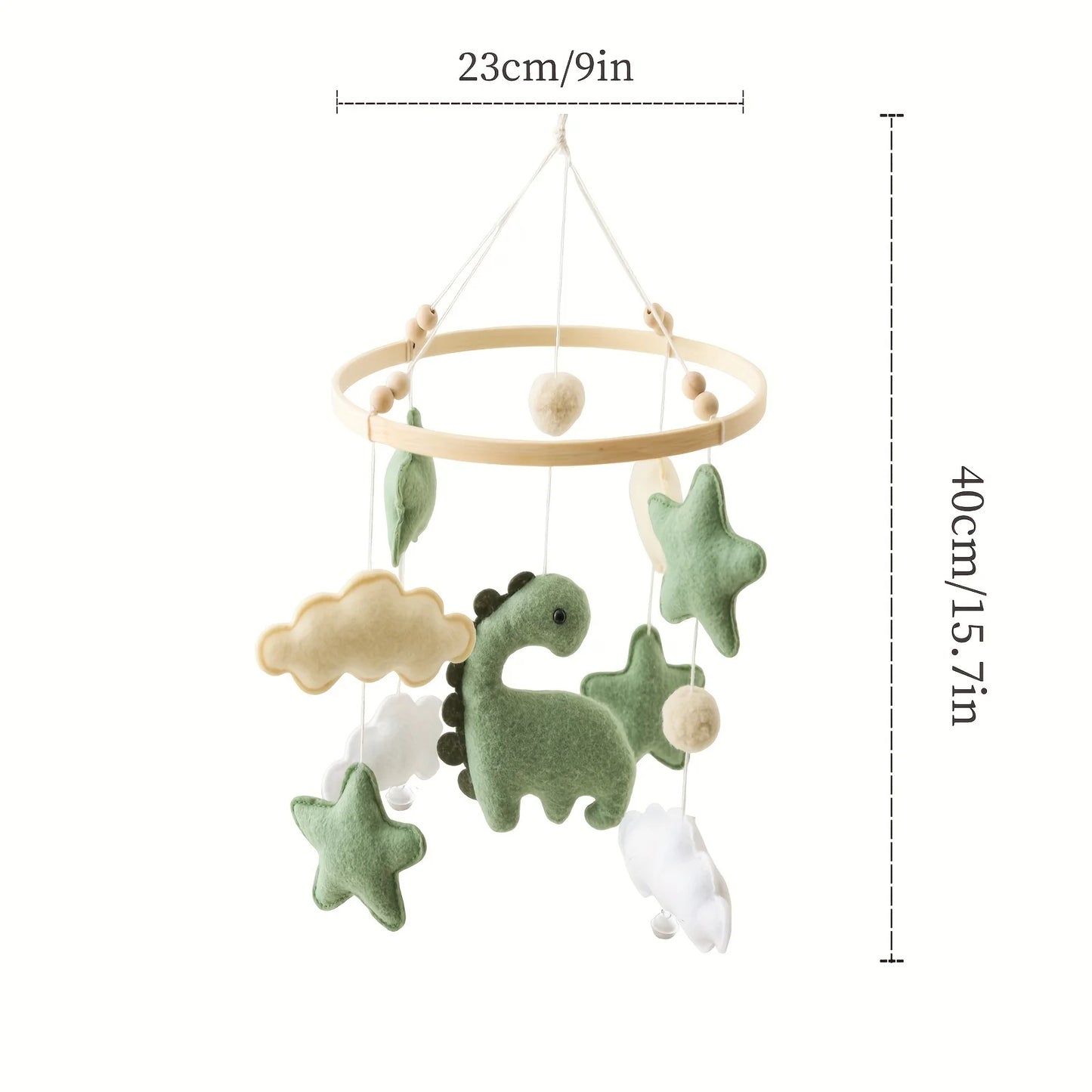 Wooden Baby Crib Mobile with Soft Felt Animal Toys