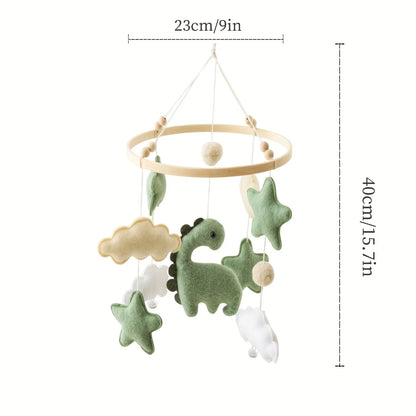 Wooden Baby Crib Mobile with Soft Felt Animal Toys