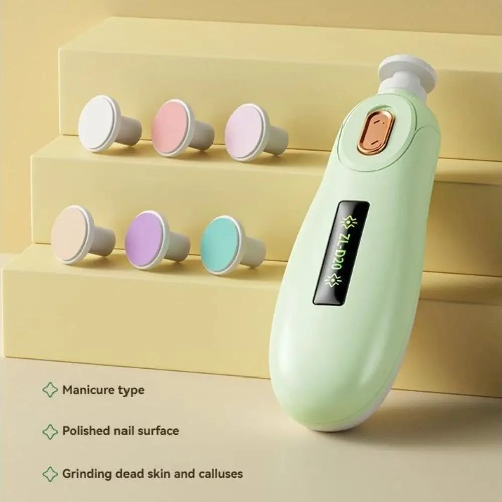Electric Baby Nail Trimmer with 6 Grinding Heads for Infants