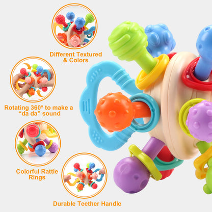 Soft Silicone Baby Rattle Ball for Infants 0-12 Months