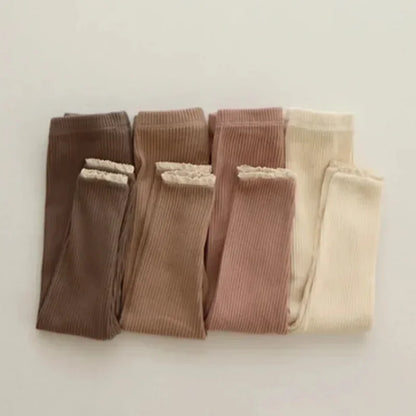 Ribbed Lace Leggings for Toddler Girls and Boys