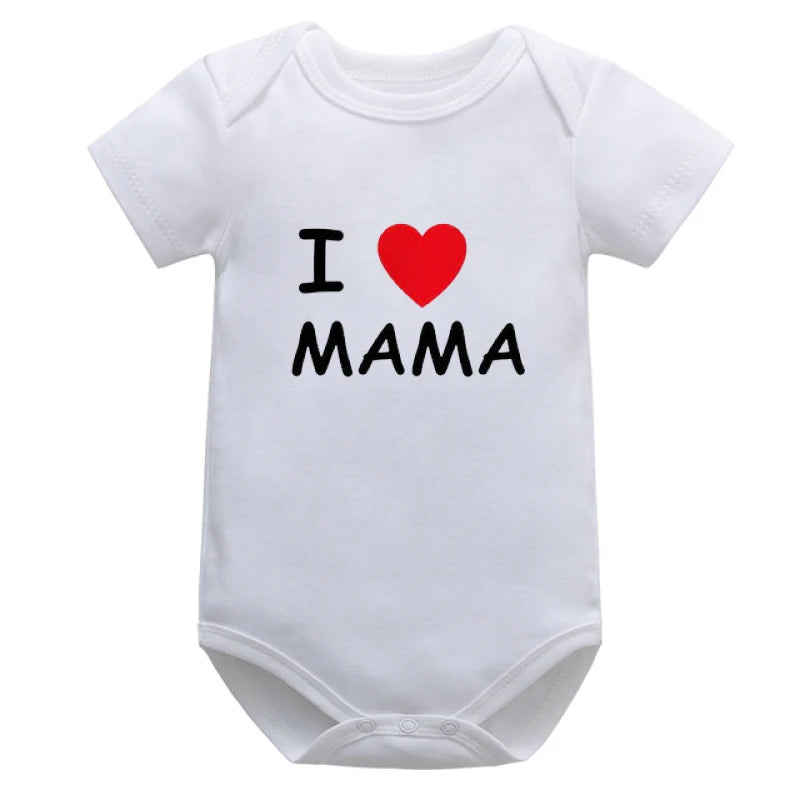 Cotton Short Sleeve I Love Mom & Dad Baby Romper