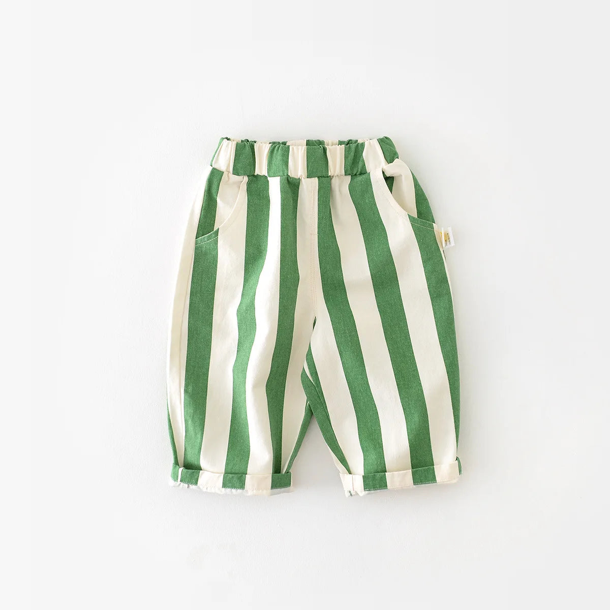 Kids' Loose Striped Cotton Pants with Pockets for Outdoor Play