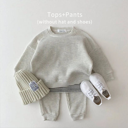 Toddler Boys' Waffle Cotton Sweatshirt and Pants Set