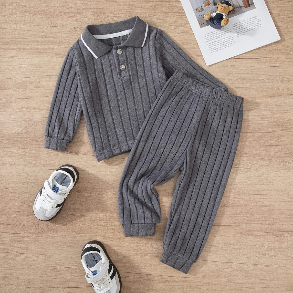 Boys' Two-Piece Warm Collar Suit for Autumn & Winter