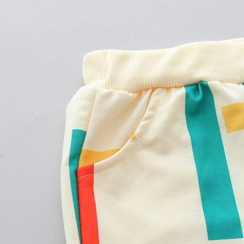Baby Colorful Stripe Long Sleeve Pants Outfit, 2-Piece Set