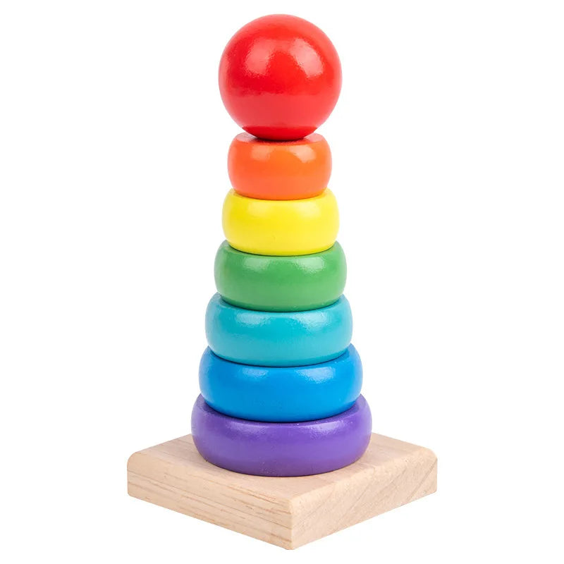 Colorful Wooden Rainbow Stacking Toy for Kids' Learning