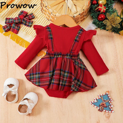 Tree Print Red Corduroy Baby Girl Dress for New Year's Eve