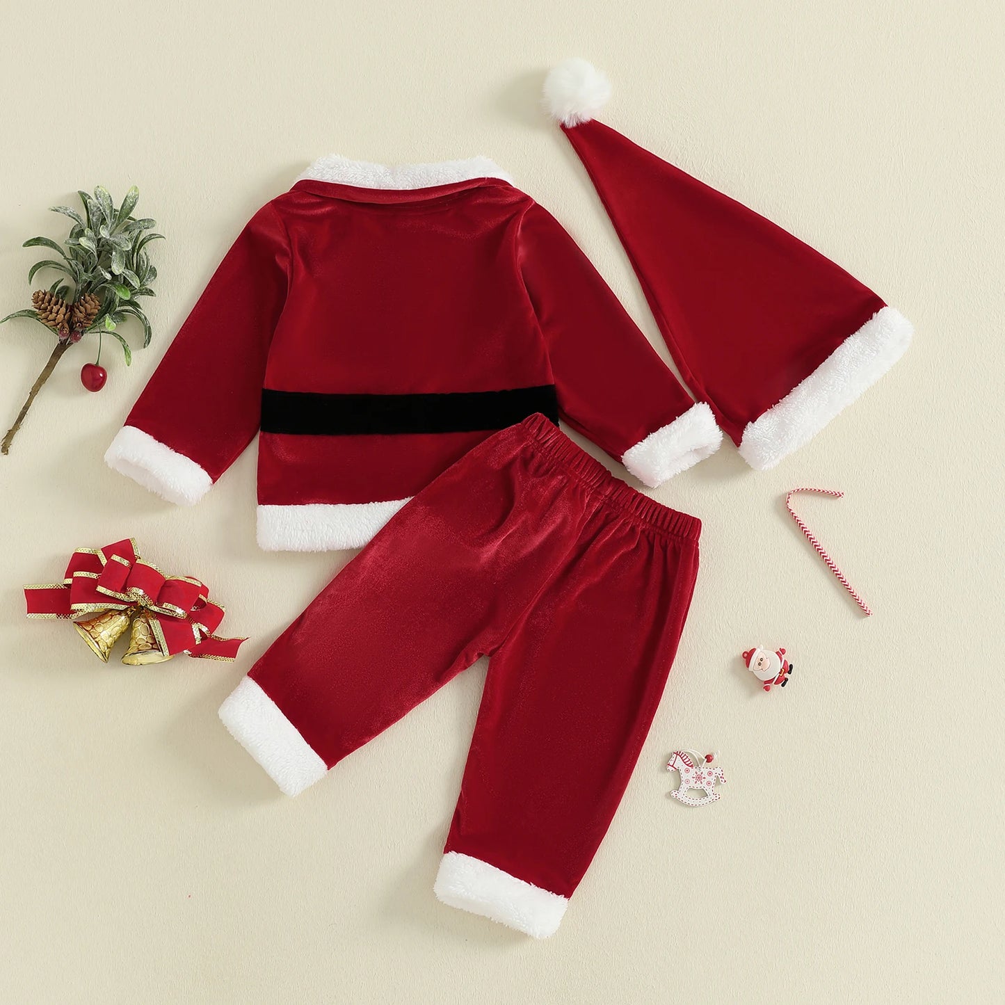 Velvet Christmas Outfit Set for Infant Boys and Girls