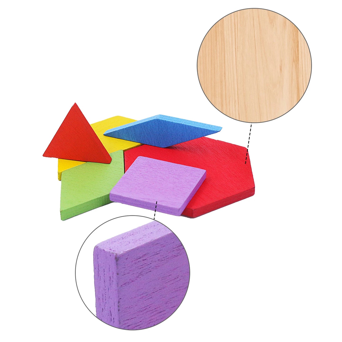 Wooden Geometric Pattern Blocks Set for Kids - 155 Pieces