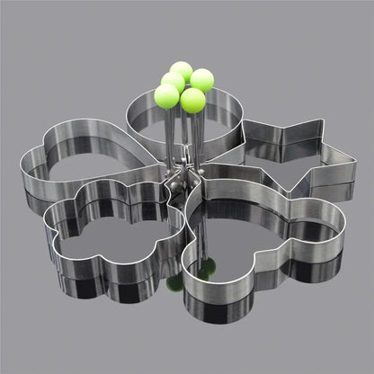 1/5 STUKS RVS ronde/hart/bloem/vijfpuntige ster en muisvormige ei mal ring keukengereedschap