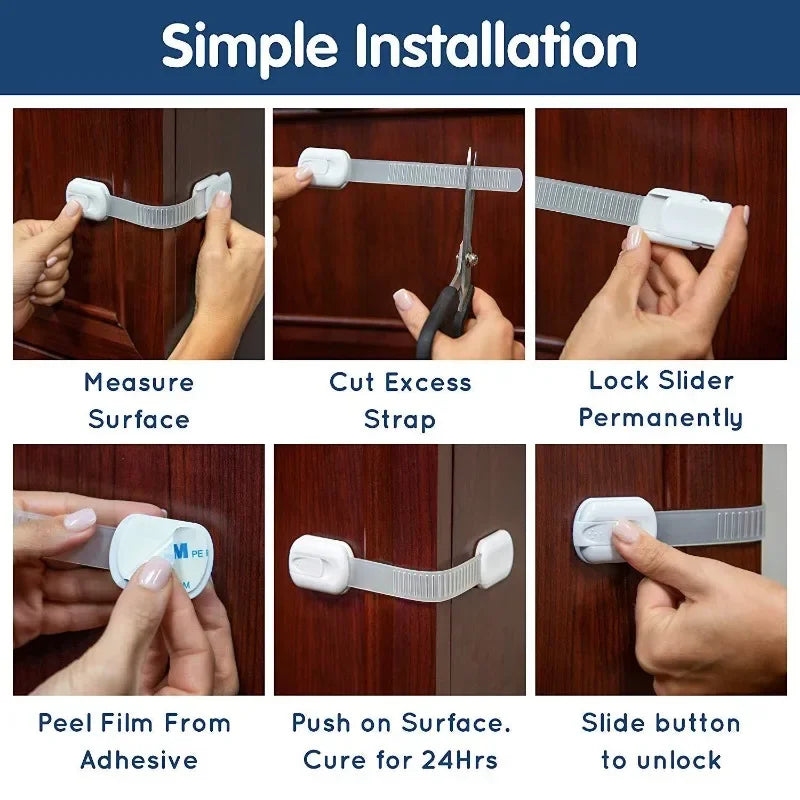 Child Safety Cabinet Locks - Adhesive Drawer Latches