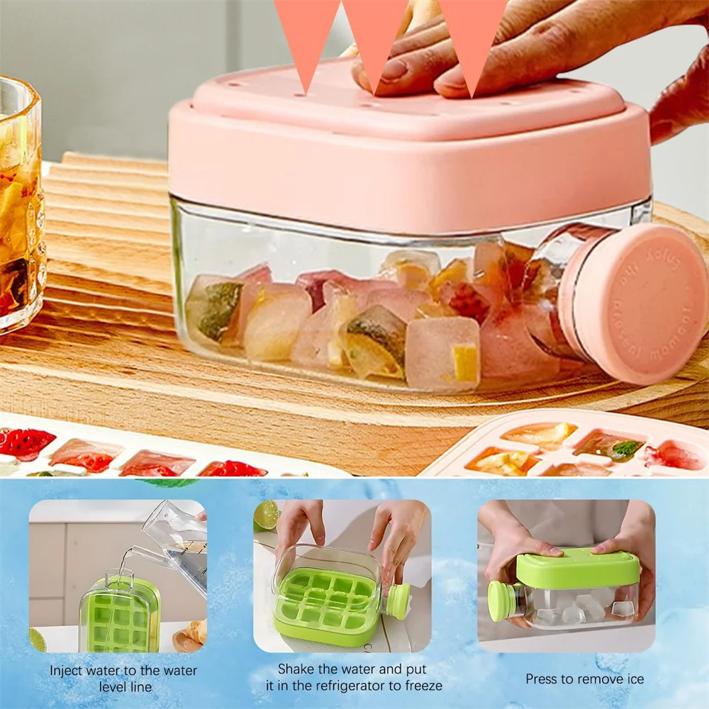 2-in-1 Ice Cube Bottle with Easy Press Release Tray