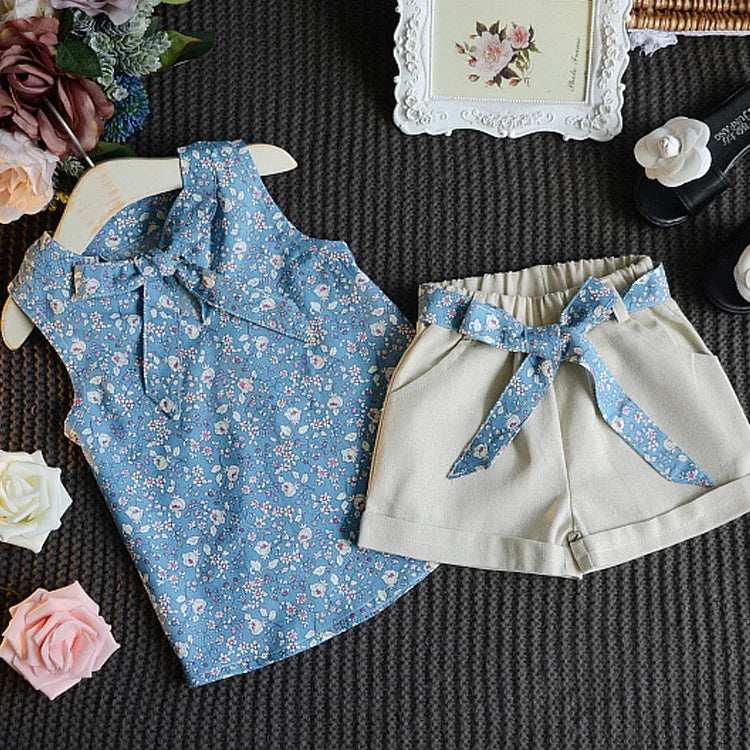 Summer Toddler Girls Sleeveless Vest and Shorts Set