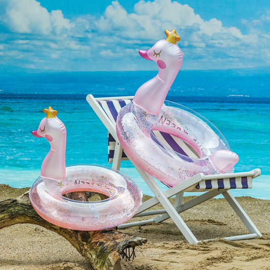 Crowned Swan Swim Ring for Pool and Beach Fun