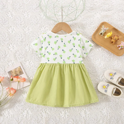 Summer Baby Girl Cotton Floral Dress with Shoulder Straps