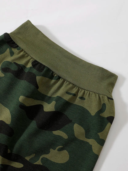 Baby Boy Hoodie and Camouflage Pants Set for Spring and Autumn