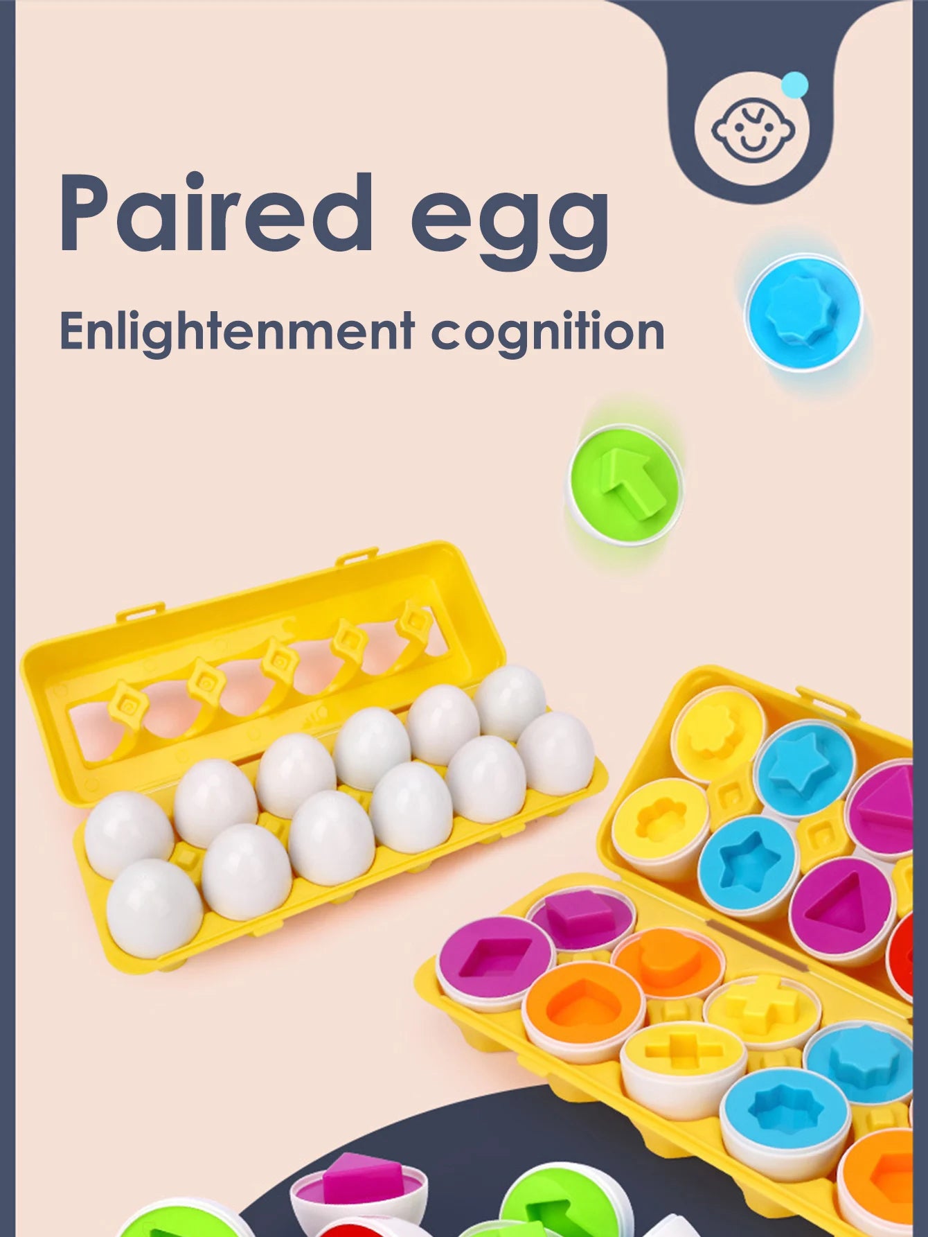 Montessori Color and Shape Matching Smart Eggs for Toddlers
