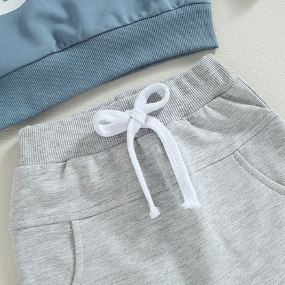 Toddler Boys Hoodie and Pants Set, Letter Print Fall Outfit