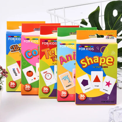 36 Pcs Animal Shape & Color Learning Cards for Kids