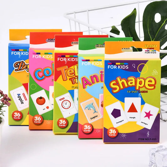 36 Pcs Animal Shape & Color Learning Cards for Kids