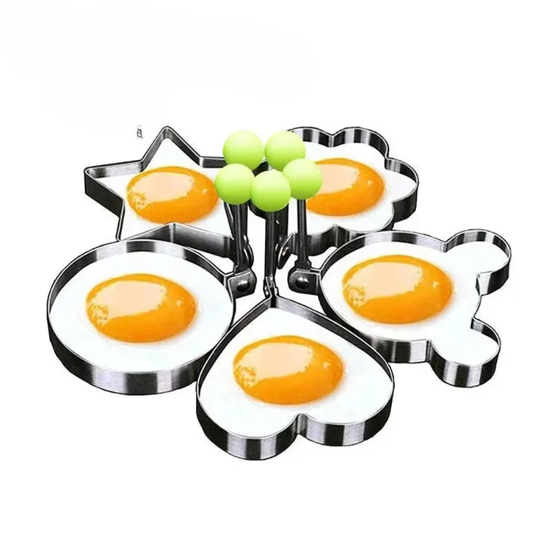 1/5 STUKS RVS ronde/hart/bloem/vijfpuntige ster en muisvormige ei mal ring keukengereedschap