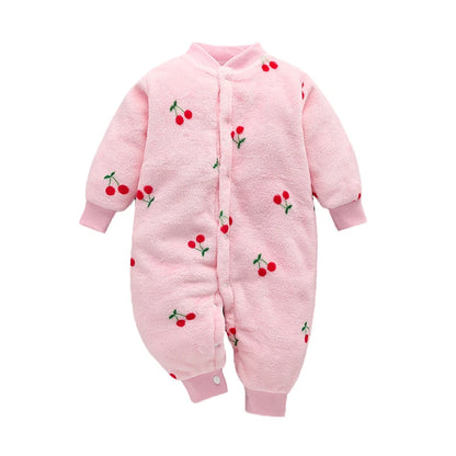 Soft Flannel Infant Jacket and Jumpsuit for Newborns 0-18 Months