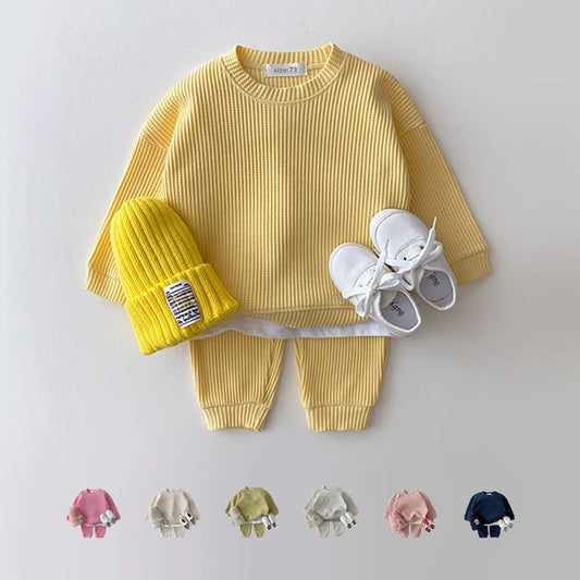 Toddler Boys' Waffle Cotton Sweatshirt and Pants Set