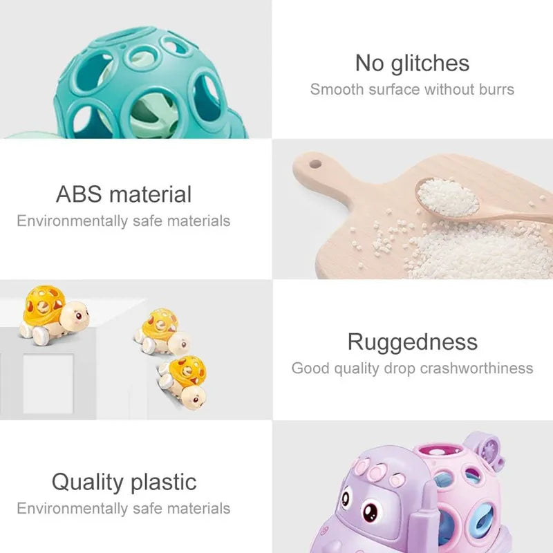 Soft Rubber Push and Go Cars for Infants 6-12 Months