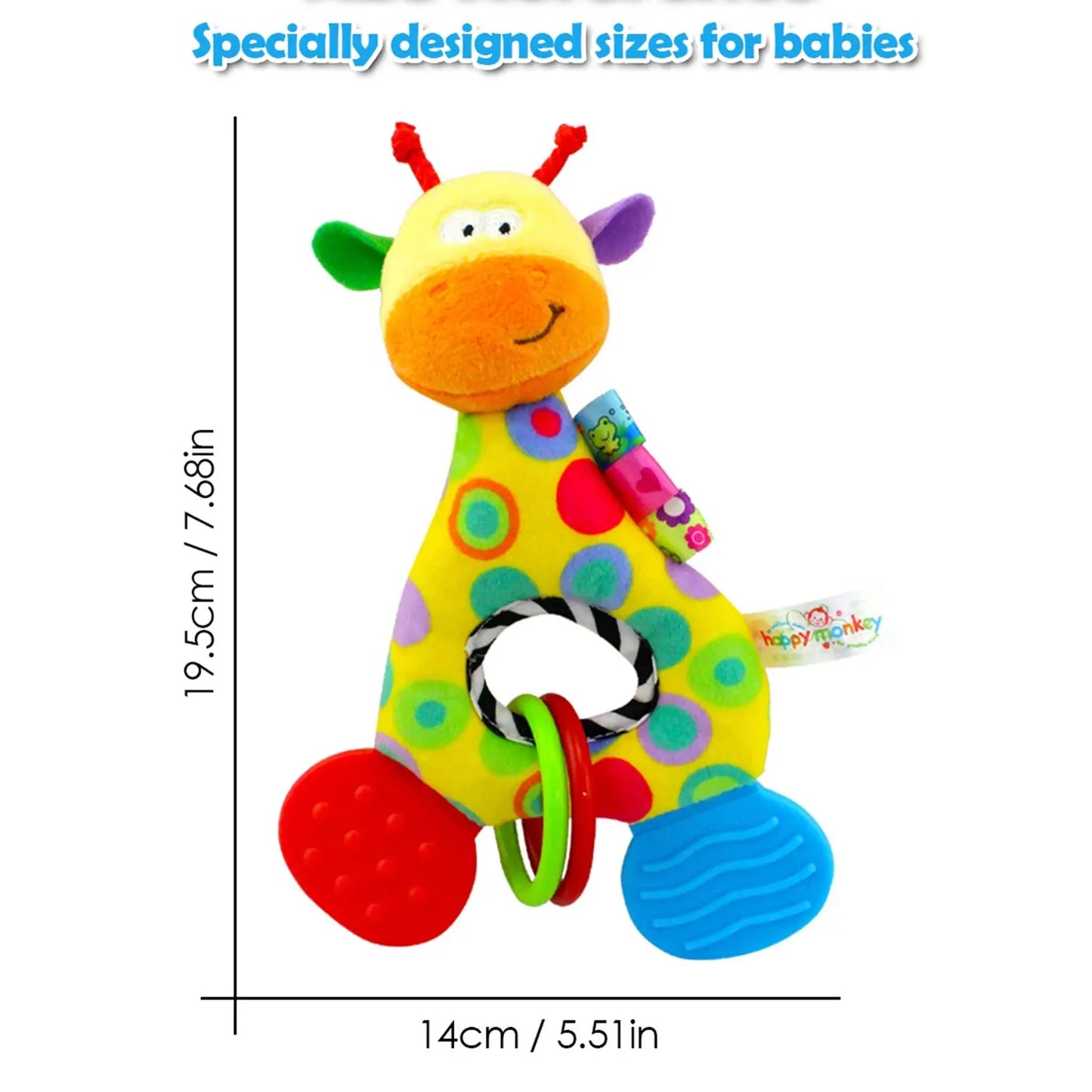 Baby Rattle Teether Toy with Music and Grip Training Giraffe