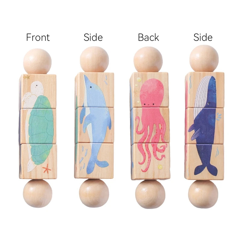 Wooden Montessori Musical Rattle Hand Bell for Babies