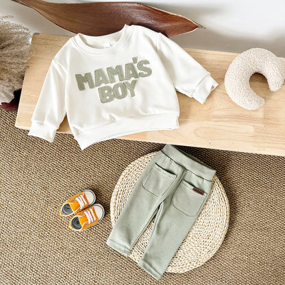 MAMA'S BOY Baby Outfit Set - Long Sleeve Sweatshirt & Pants
