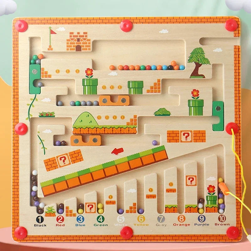 Magnetic Color and Number Maze Educational Toy for Kids