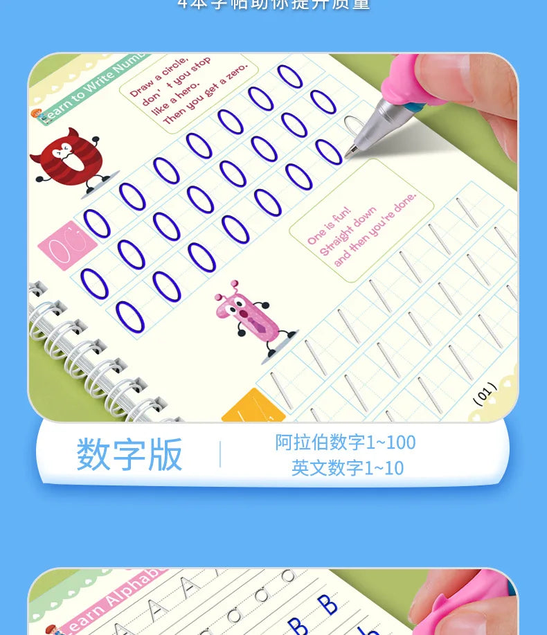 Montessori Reusable Drawing Copybook for Kids' Writing Skills