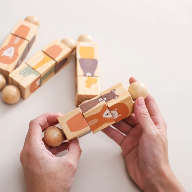Wooden Montessori Musical Rattle Hand Bell for Babies