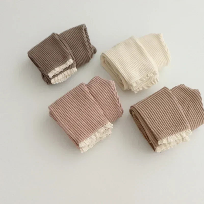 Ribbed Lace Leggings for Toddler Girls and Boys