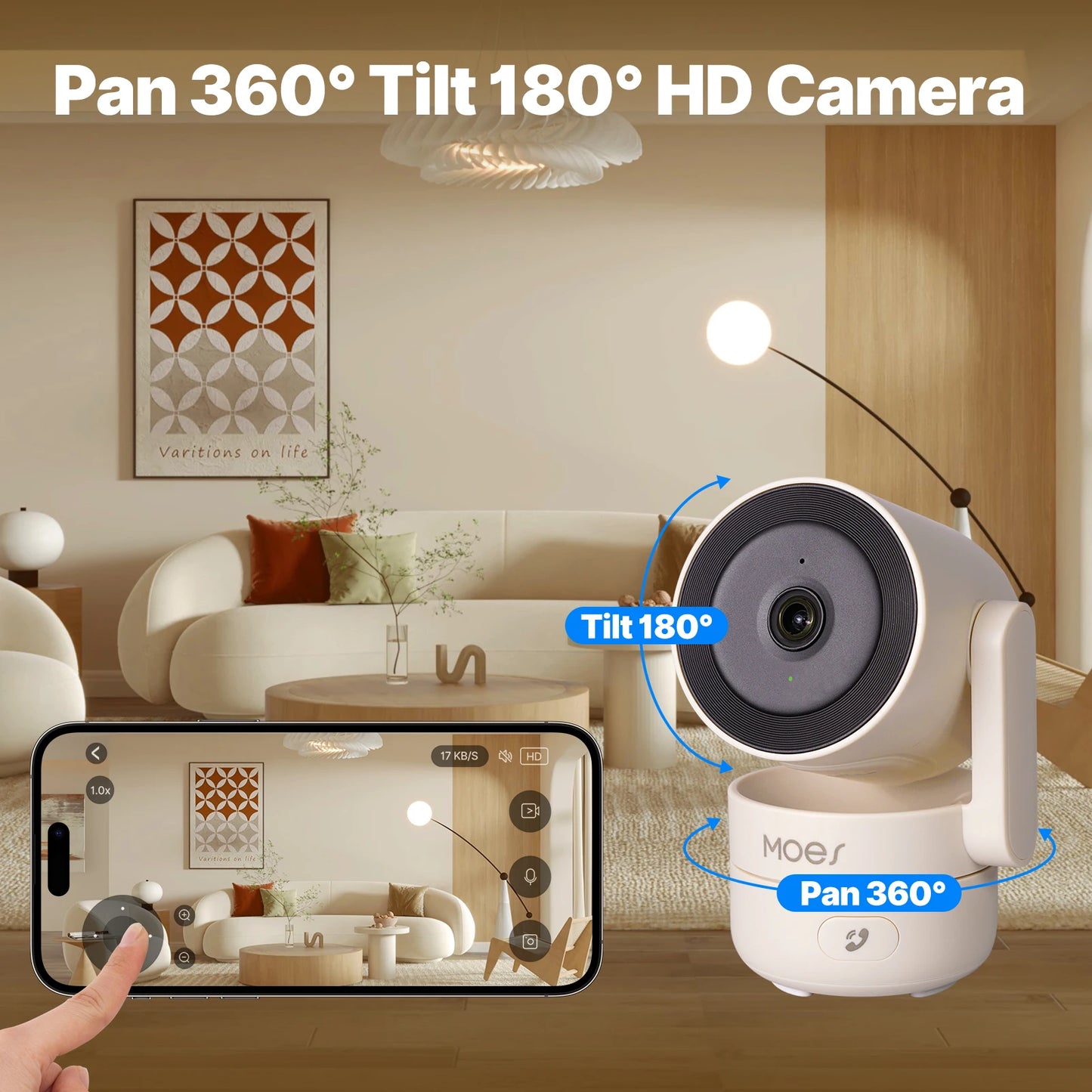 4MP WiFi Indoor Pan/Tilt Security Camera with Night Vision