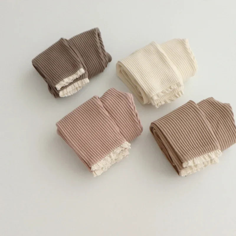 Ribbed Lace Leggings for Toddler Girls and Boys