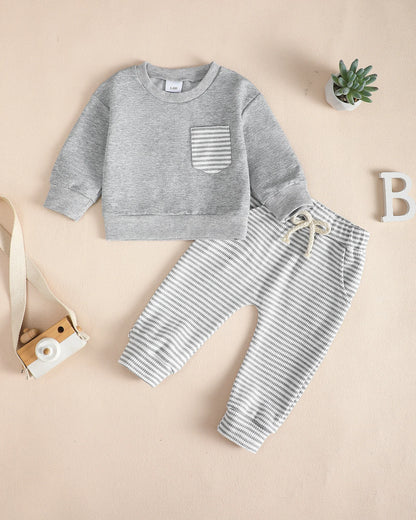 Baby Boys Soft Hoodie and Pants Set for Autumn Winter