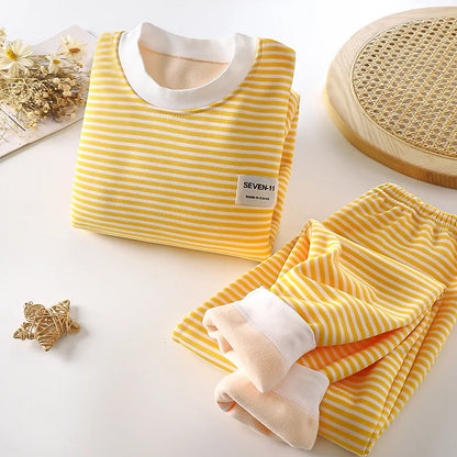 Warm Kids' Autumn/Winter Plush Top and Pants Set