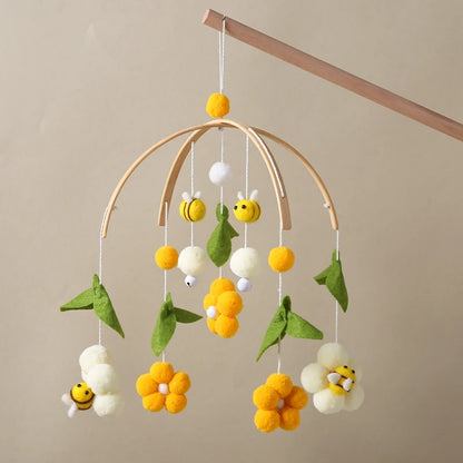 Baby Crib Mobile Rattles with Cartoon Bee for Nursery Decor
