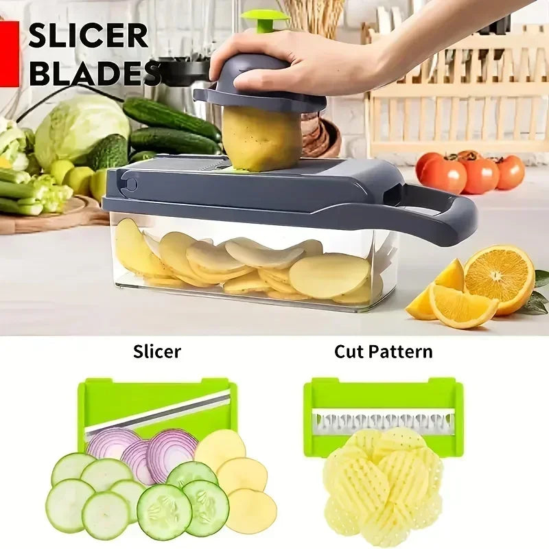 Multifunctional Vegetable Chopper 14-in-1 - Slicer, Dicer, Grater for Kitchen