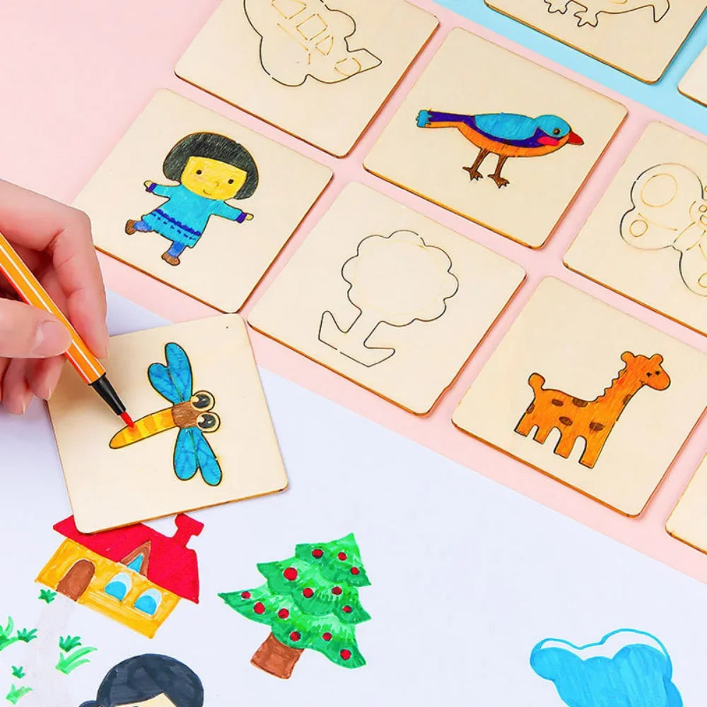 Montessori Wooden Drawing Stencils for Kids' Learning Activities