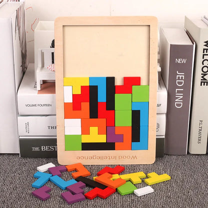 Wooden 3D Shape Puzzle for Kids - Educational Logic Game