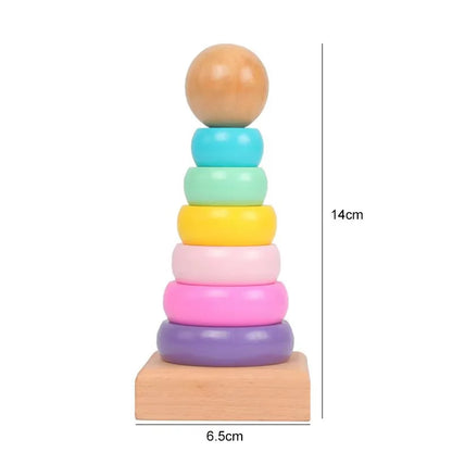Colorful Wooden Rainbow Stacking Toy for Kids' Learning