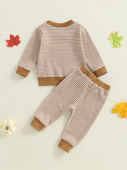 Toddler Girls Turkey Embroidered Sweatshirt and Pants Set
