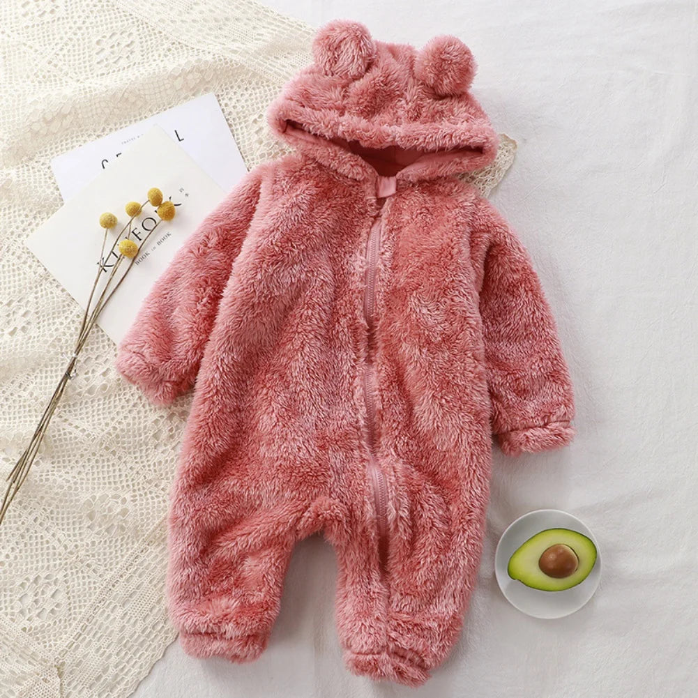 Cute Cartoon Bear Baby Pajamas Zipper Romper for Infants 0-24M
