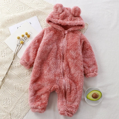 Cute Cartoon Bear Baby Pajamas Zipper Romper for Infants 0-24M